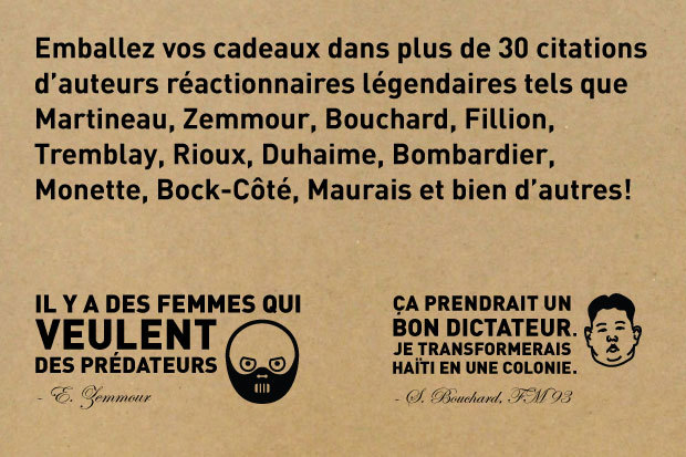 Du papier avec des citations réactionnaires pour emballer tous tes cadeaux de Noël