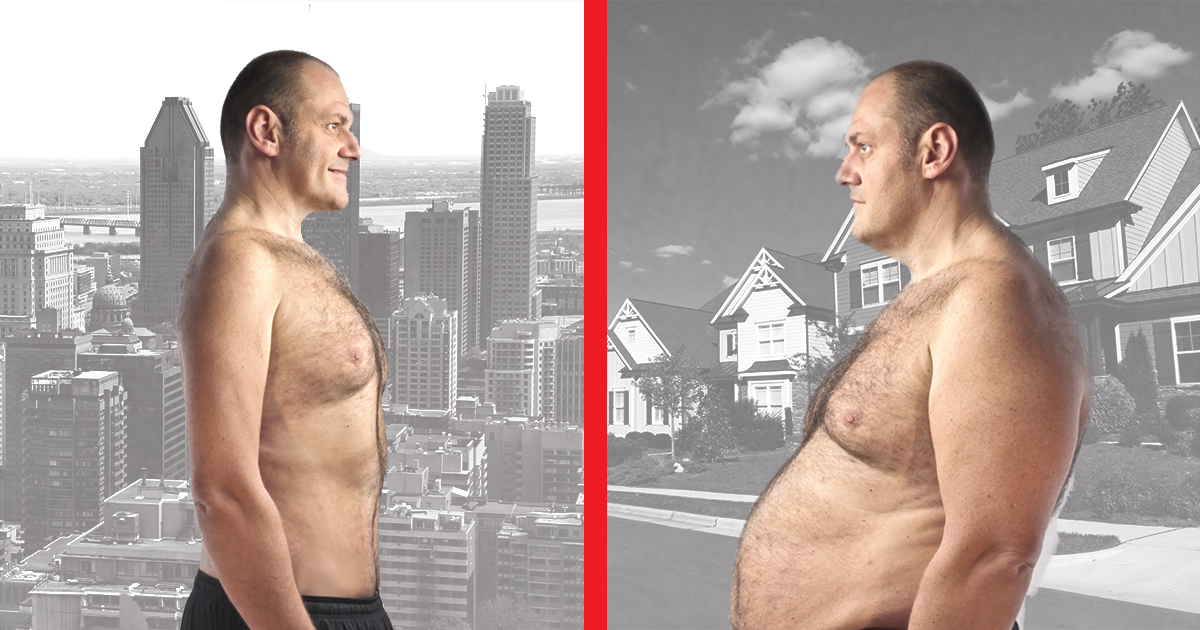 Les gens du centre-ville, beaucoup moins gros que les autres Montréalais