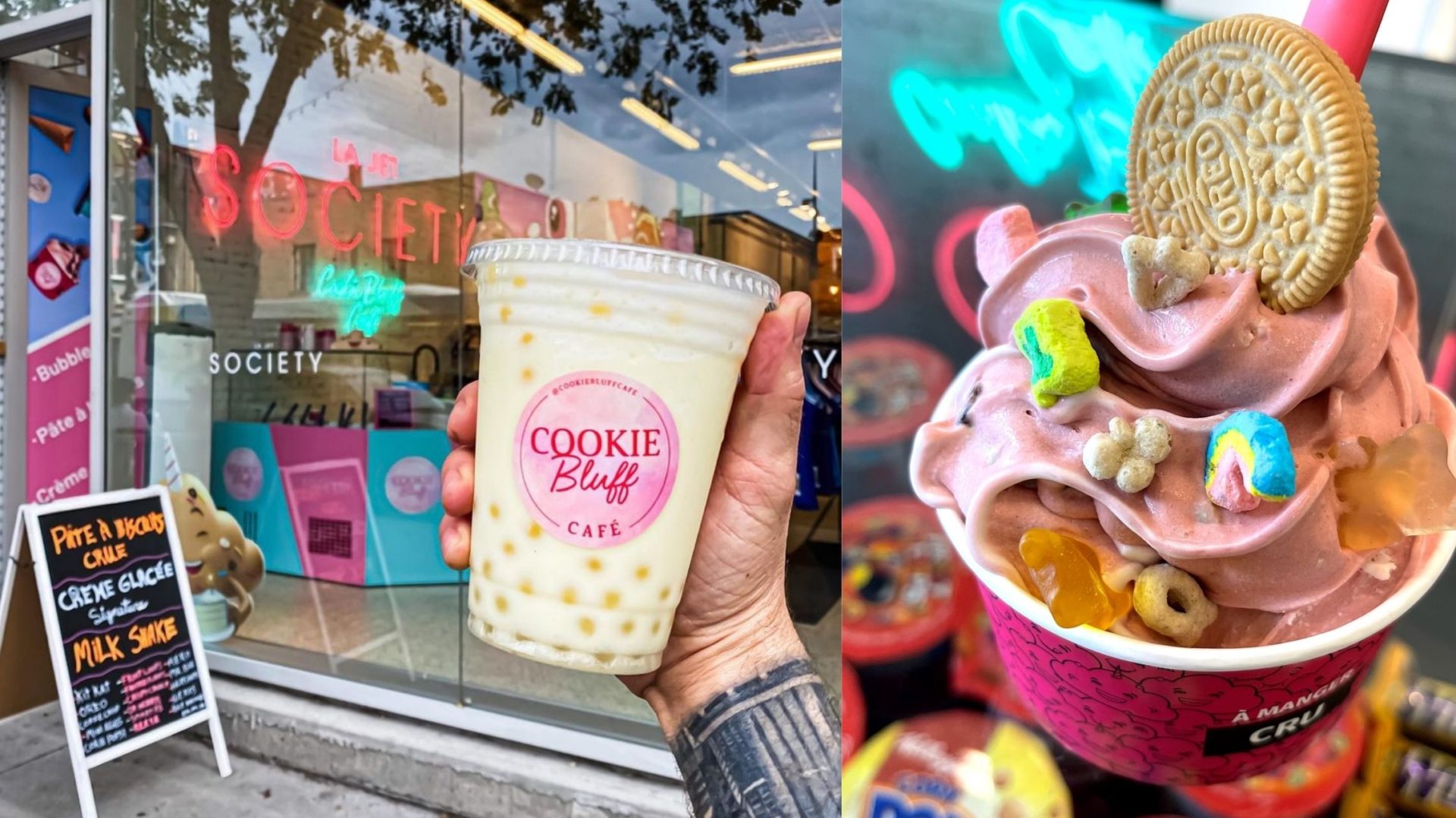 Cette boutique de La Main renferme un comptoir à crème glacée décadente à la pâte à biscuit et à bubble tea!