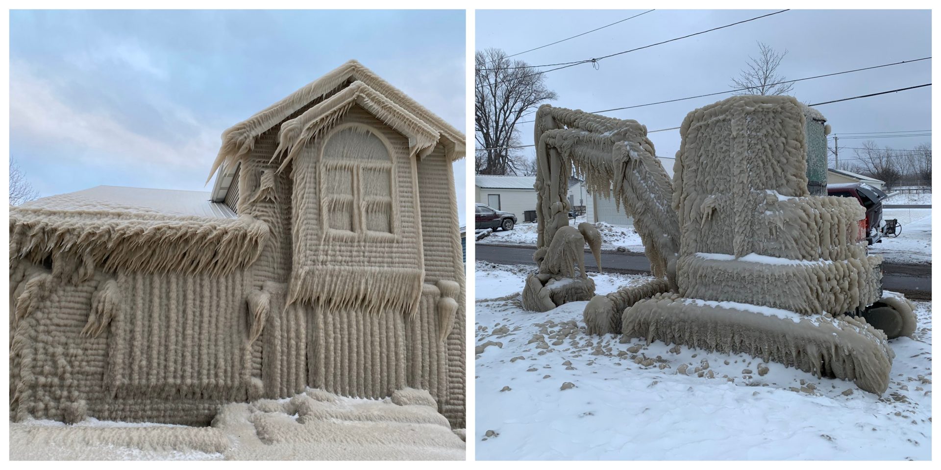 Houses completely covered in ice in the state of New York!