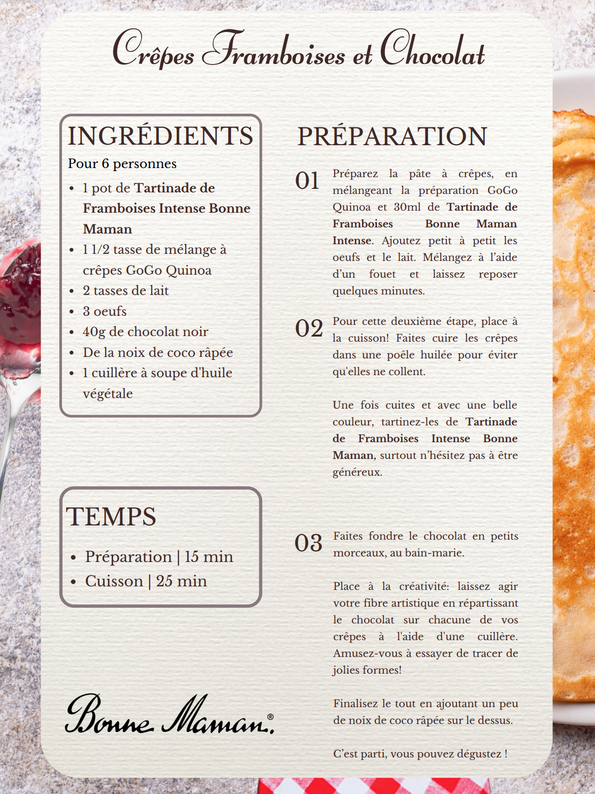 Crêpes Framboises et Chocolat