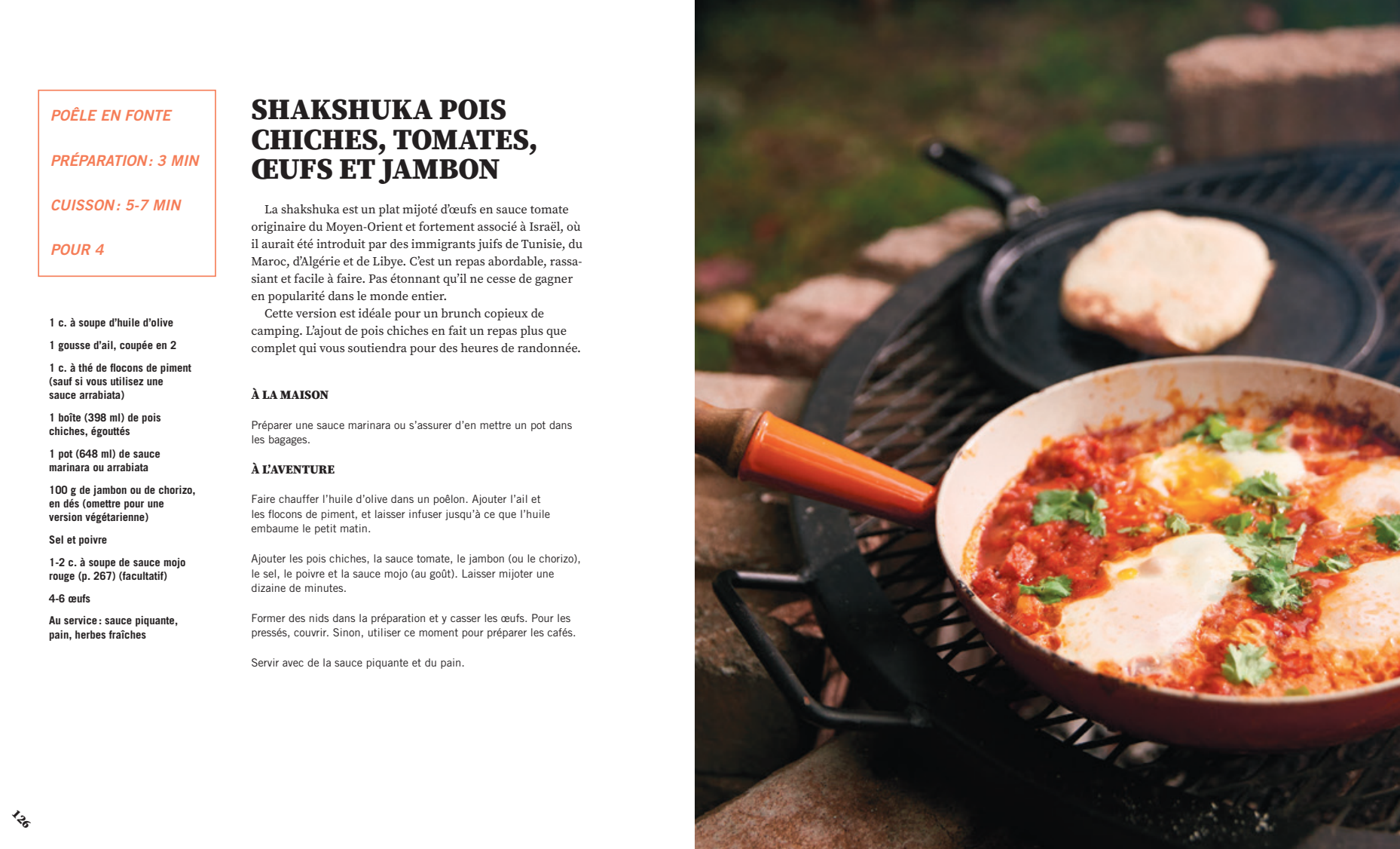 Shakshuka pois chiches, tomates, oeufs et jambon
