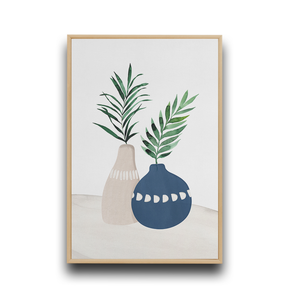 Toile Feuillage et vases