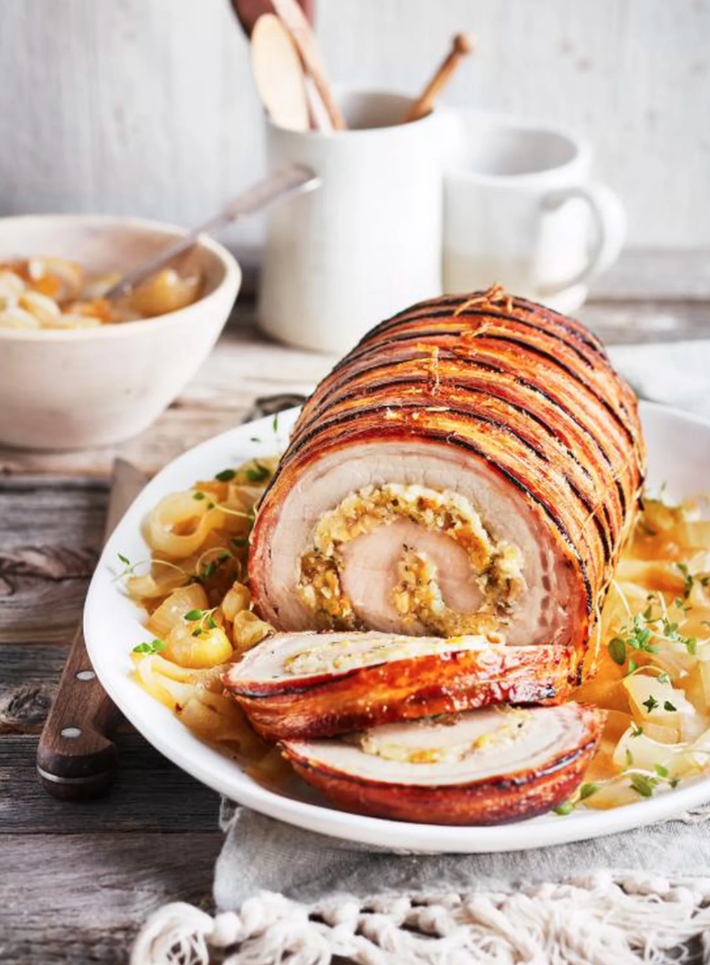 Longe de porc à l'érable farcie pomme-cheddar