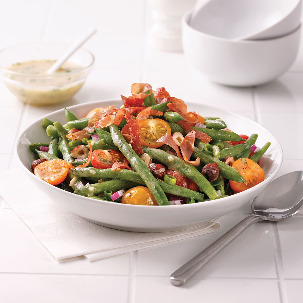 Salade de haricots verts, tomates et prosciutto